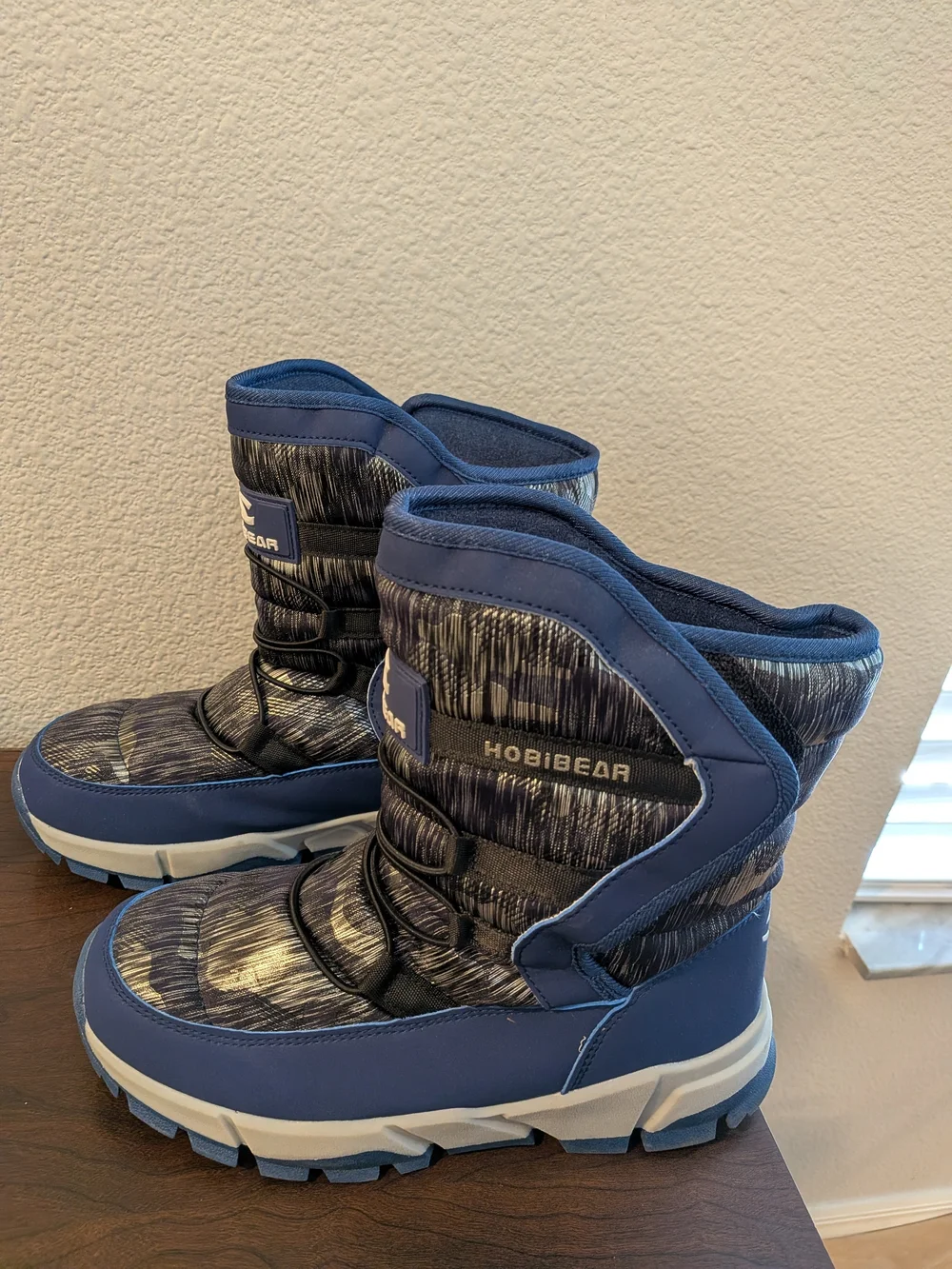 Hobibear Kids' Navy Blue Snow Boots - Water-Resistant Slip-On Size 39